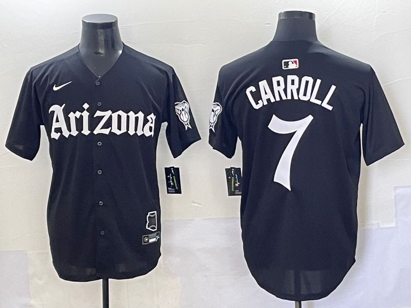 Men 2025 Arizona Diamondback 7 Carroll Black Five generations Joint Name Nike MLB Jersey style 1